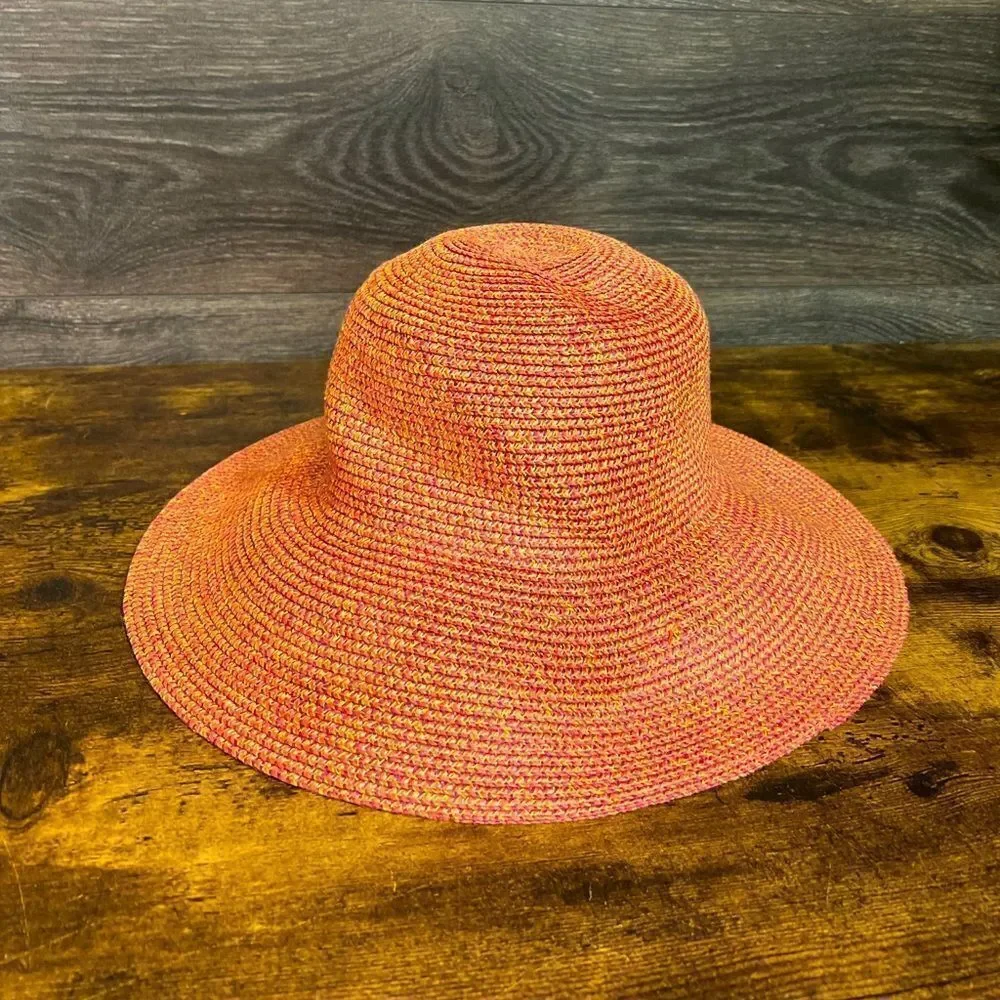 Betmar Gossamer Packable Straw Sun Hat, Tropical Multi (Coral/Purple/Yellow) NWT - Picture 8 of 13
